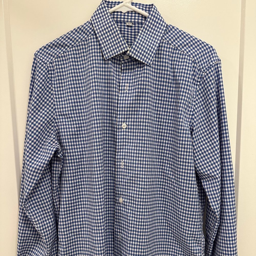 State & Liberty Blue Checkered Shirt (Size: M)